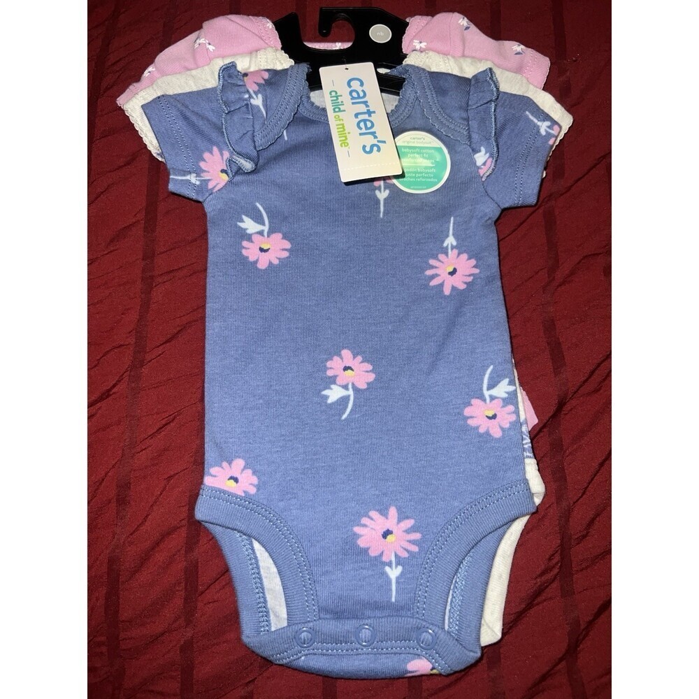 NWT Carters Girls Newborn Bodysuit 3 PC